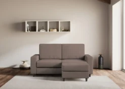 Divano 148x85cm design a due posti con bracciolo squadrato idrorepellente e pouf talpa DI15