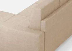 Divano 148x85cm design a due posti con bracciolo squadrato idrorepellente e pouf beige DI15