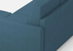Divano 138x85cm design a due posti con pouf stoffa idrorepellente blu avio DI26