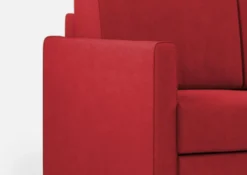 Divano 138x85cm design a due posti con pouf stoffa idrorepellente rosso DI26