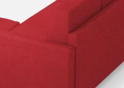 Divano 138x85cm design a due posti con pouf stoffa idrorepellente rosso DI26