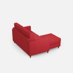 Divano 138x85cm design a due posti con pouf stoffa idrorepellente rosso DI26