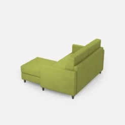 Divano 138x85cm design a due posti con pouf stoffa idrorepellente verde DI26