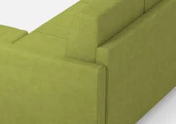 Divano 138x85cm design a due posti con pouf stoffa idrorepellente verde DI26