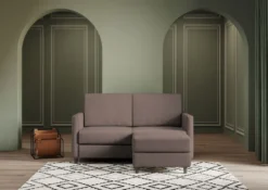 Divano 138x85cm design a due posti con pouf stoffa idrorepellente talpa DI26