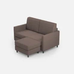 Divano 138x85cm design a due posti con pouf stoffa idrorepellente talpa DI26