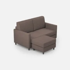 Divano 138x85cm design a due posti con pouf stoffa idrorepellente talpa DI26
