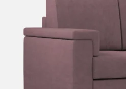 Divano 148x85cm design a due posti con bracciolo squadrato e con pouf prugna DI4