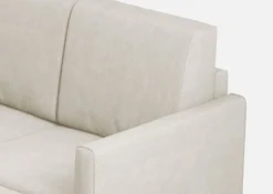 Divano 138x85cm design a due posti con pouf stoffa idrorepellente bianco latte DI26