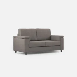Divano 168x85cm design a due posti con bracciolo squadrato stoffa idrorepellente grigio DI2