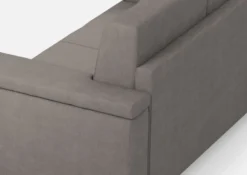 Divano 168x85cm design a due posti con bracciolo squadrato stoffa idrorepellente grigio DI2