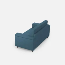 Divano 168x85cm design a due posti con bracciolo squadrato stoffa idrorepellente blu avio DI2
