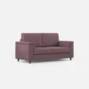 Divano 168x85cm design a due posti con bracciolo squadrato stoffa idrorepellente prugna DI2
