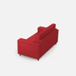 Divano 168x85cm design a due posti con bracciolo squadrato stoffa idrorepellente rosso DI2