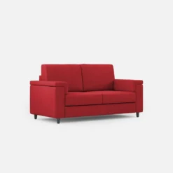 Divano 168x85cm design a due posti con bracciolo squadrato stoffa idrorepellente rosso DI2