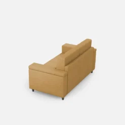 Divano 168x85cm design a due posti con bracciolo squadrato stoffa idrorepellente ocra DI2
