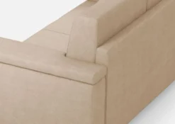 Divano 168x85cm design a due posti con bracciolo squadrato stoffa idrorepellente beige DI2