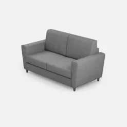 Divano 172x85cm design a due posti con piedini in legno e stoffa idrorepellente grigio DI35