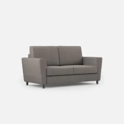 Divano 172x85cm design a due posti con piedini in legno e stoffa idrorepellente grigio DI35