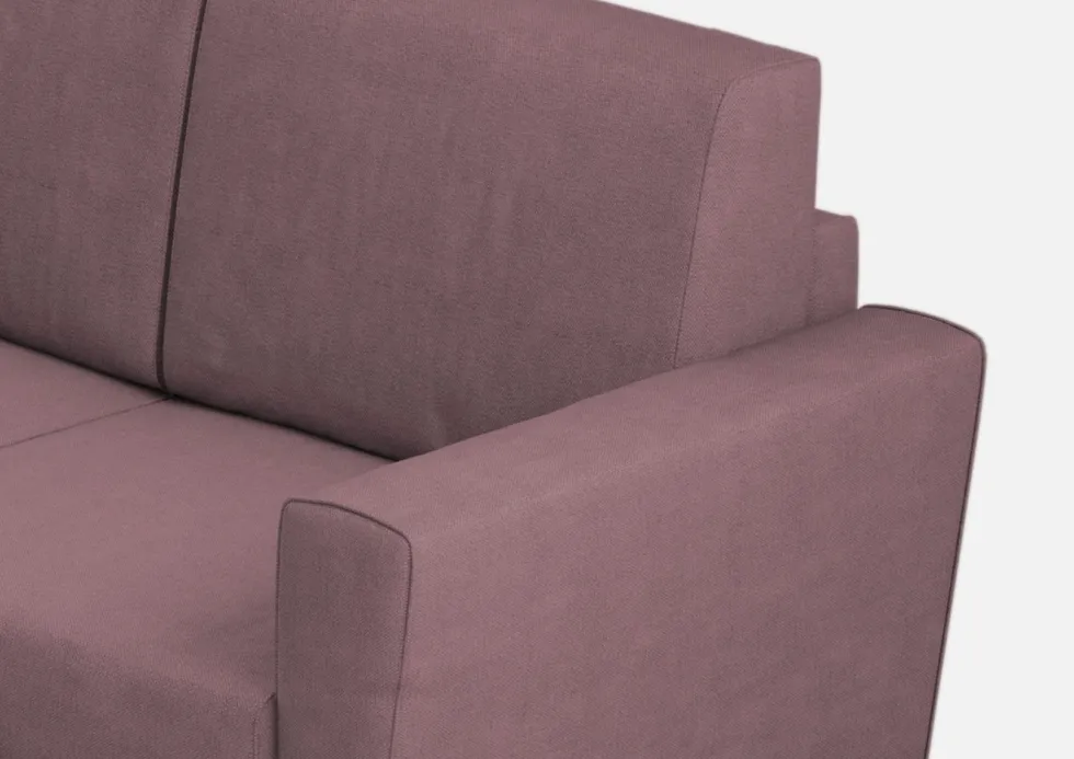 Divano 172x85cm design a due posti con piedini in legno e stoffa idrorepellente prugna DI35