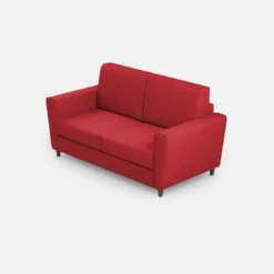 Divano 172x85cm design a due posti con piedini in legno e stoffa idrorepellente rosso DI35