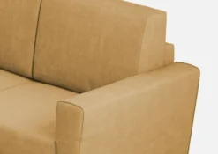 Divano 172x85cm design a due posti con piedini in legno e stoffa idrorepellente ocra DI35