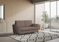 Divano 172x85cm design a due posti con piedini in legno e stoffa idrorepellente talpa DI35