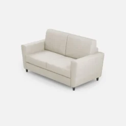 Divano 172x85cm design a due posti con piedini in legno e stoffa idrorepellente bianco latte DI35