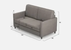 Divano 158x85cm design a due posti con tessuto idrorepellente grigio DI24