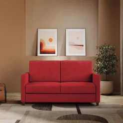 Divano 158x85cm design a due posti con tessuto idrorepellente rosso DI24