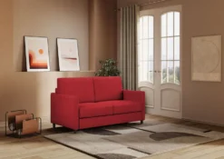 Divano 158x85cm design a due posti con tessuto idrorepellente rosso DI24