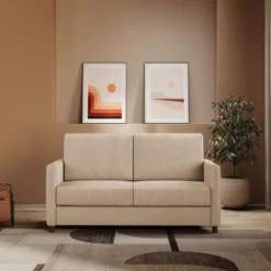 Divano 158x85cm design a due posti con tessuto idrorepellente beige DI24