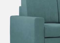 Divano 168x85cm design a due posti con bracciolo geometrico con stoffa idrorepellente blu petrolio DI13