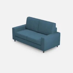 Divano 168x85cm design a due posti con bracciolo geometrico con stoffa idrorepellente blu avio DI13