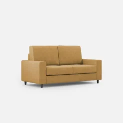 Divano 168x85cm design a due posti con bracciolo geometrico con stoffa idrorepellente ocra DI13