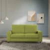 Divano 168x85cm design a due posti con bracciolo geometrico con stoffa idrorepellente verde DI13
