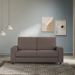 Divano 168x85cm design a due posti con bracciolo geometrico con stoffa idrorepellente talpa DI13