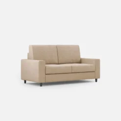 Divano 168x85cm design a due posti con bracciolo geometrico con stoffa idrorepellente beige DI13