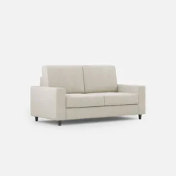 Divano 168x85cm design a due posti con bracciolo geometrico con stoffa idrorepellente bianco latte DI13