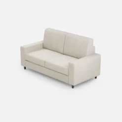 Divano 168x85cm design a due posti con bracciolo geometrico con stoffa idrorepellente bianco latte DI13
