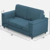 Divano 148x85cm design a due posti con bracciolo squadrato blu avio DI1