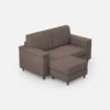 Divano 168x85cm design a due posti con bracciolo squadrato e pouf stoffa idrorepellente talpa DI5