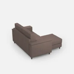 Divano 168x85cm design a due posti con bracciolo squadrato e pouf stoffa idrorepellente talpa DI5
