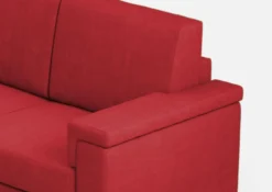 Divano 148x85cm design a due posti con bracciolo squadrato rosso DI1