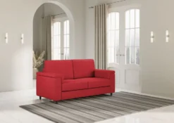 Divano 148x85cm design a due posti con bracciolo squadrato rosso DI1