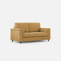 Divano 148x85cm design a due posti con bracciolo squadrato ocra DI1