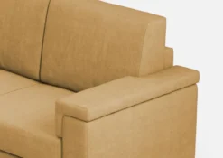 Divano 148x85cm design a due posti con bracciolo squadrato ocra DI1