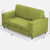 Divano 148x85cm design a due posti con bracciolo squadrato verde DI1