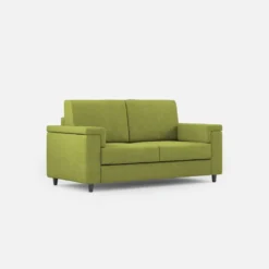 Divano 148x85cm design a due posti con bracciolo squadrato verde DI1