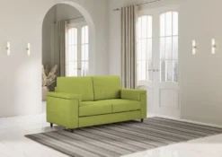 Divano 148x85cm design a due posti con bracciolo squadrato verde DI1